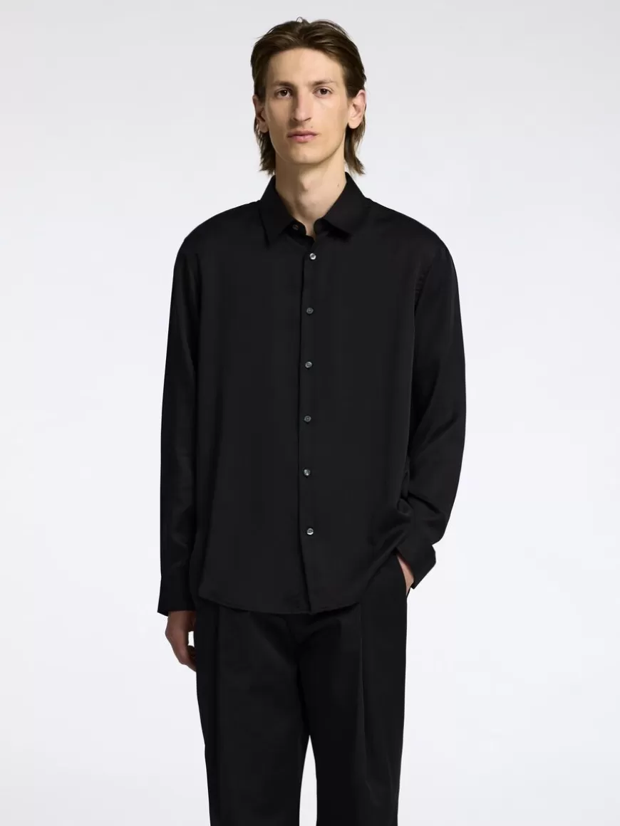 SELECTED RELAXED FIT SATENGSKJORTE Black New