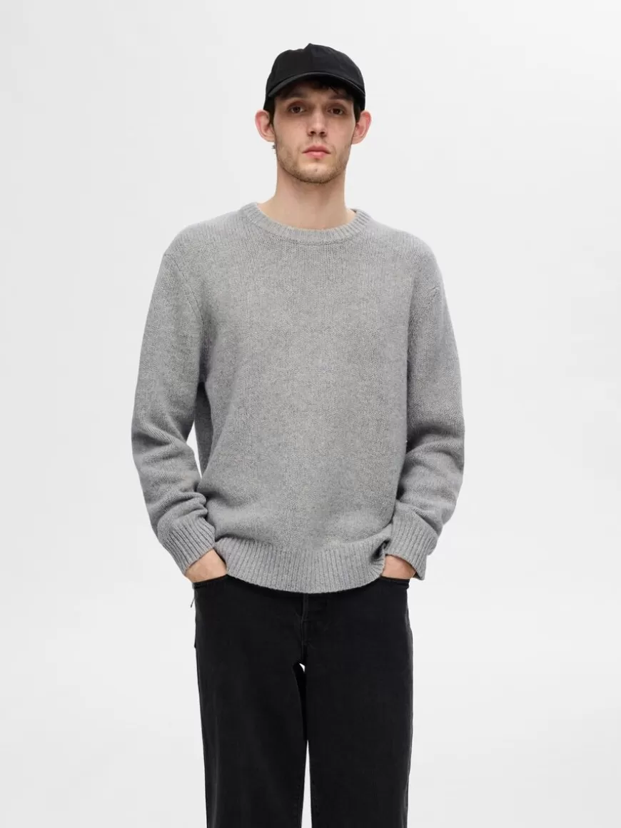 SELECTED RELAXED FIT STRIKKET PULLOVER Grey Shop