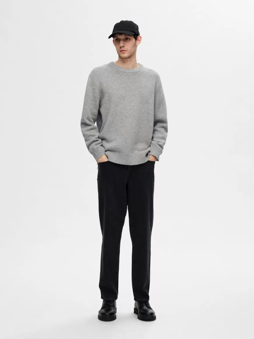 SELECTED RELAXED FIT STRIKKET PULLOVER Grey Shop