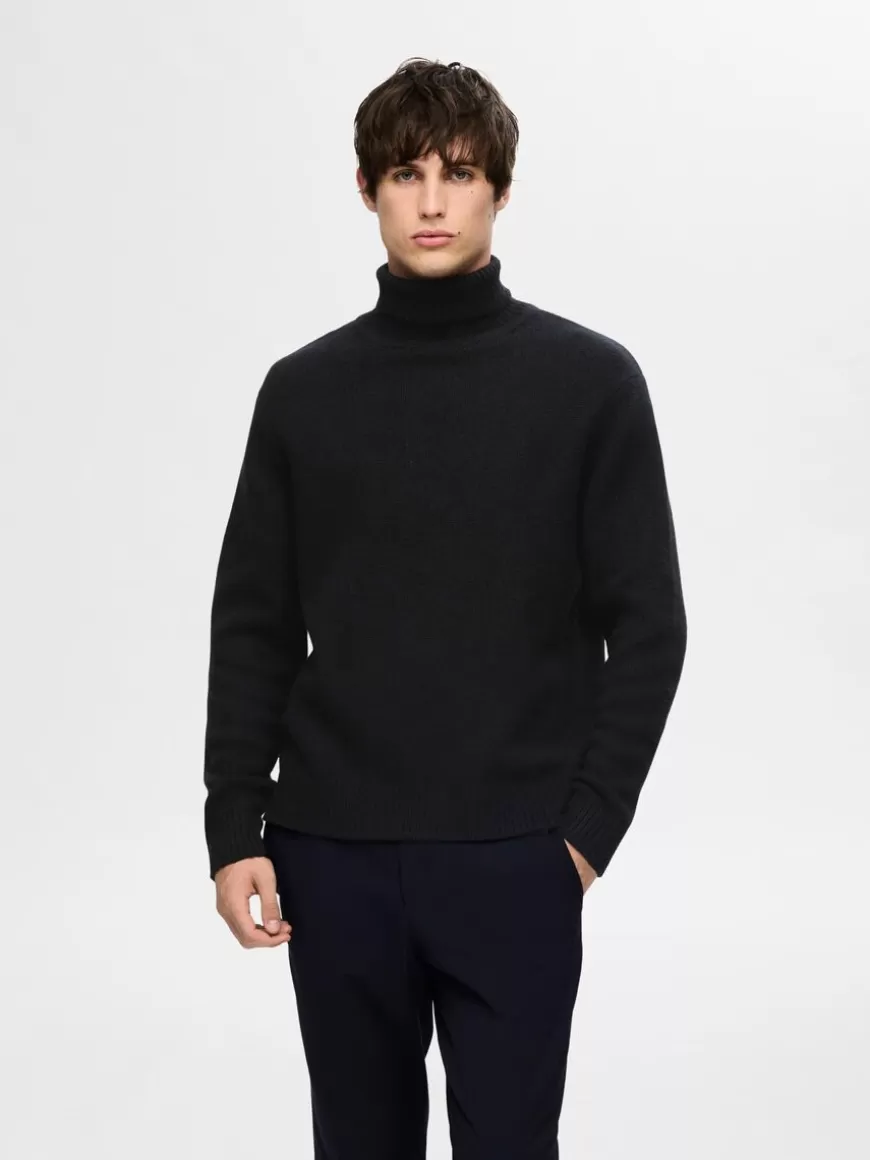 SELECTED RULLEHALS PULLOVER Black Clearance