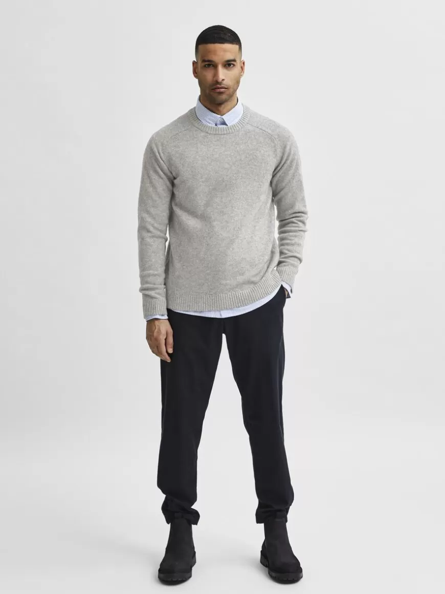 SELECTED RUND HALS STRIKKET PULLOVER Grey Outlet