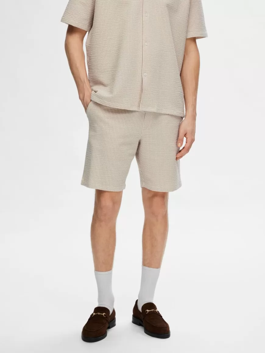 SELECTED SEERSUCKER SHORTS Beige Best Sale