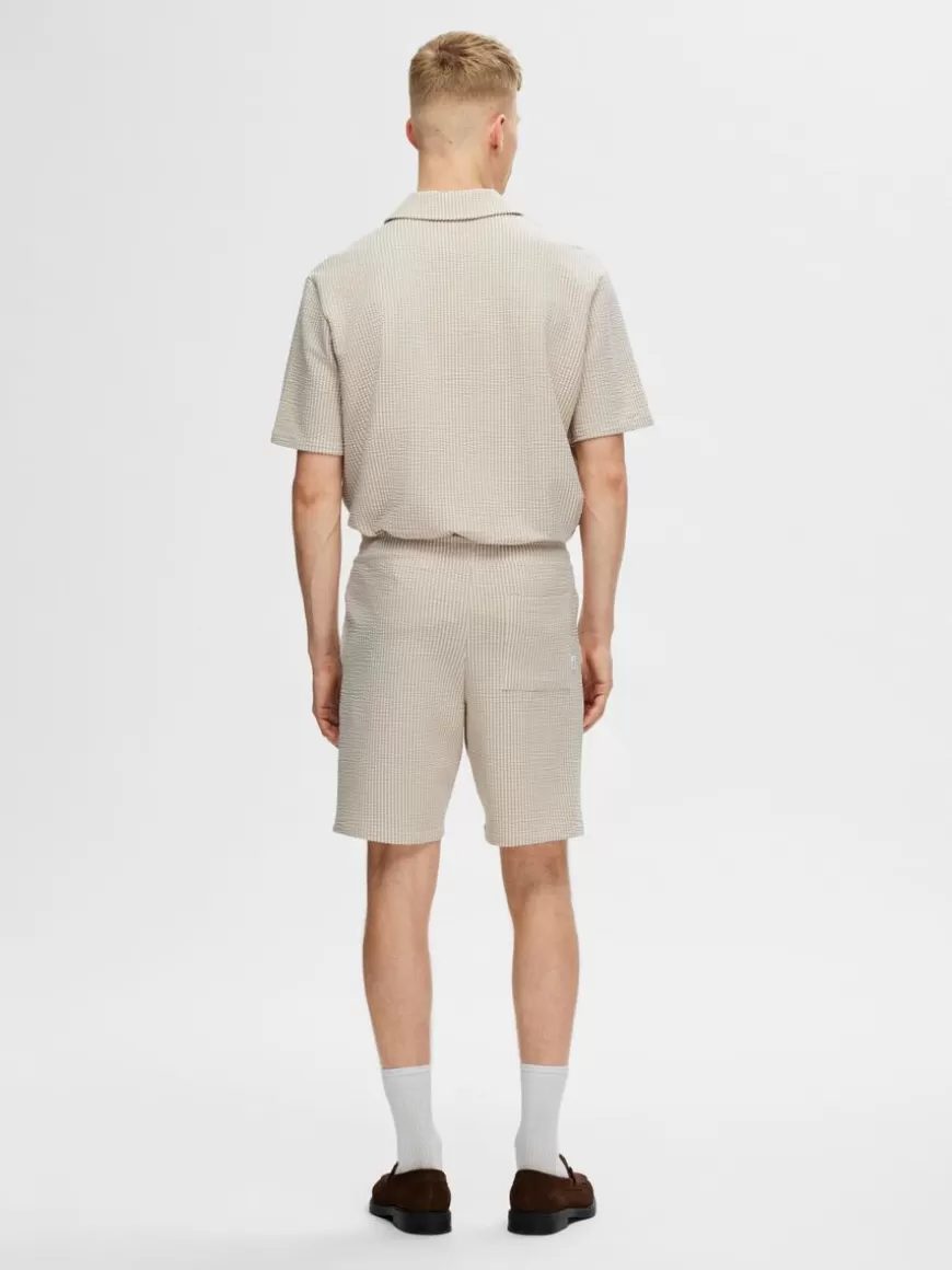 SELECTED SEERSUCKER SHORTS Beige Best Sale