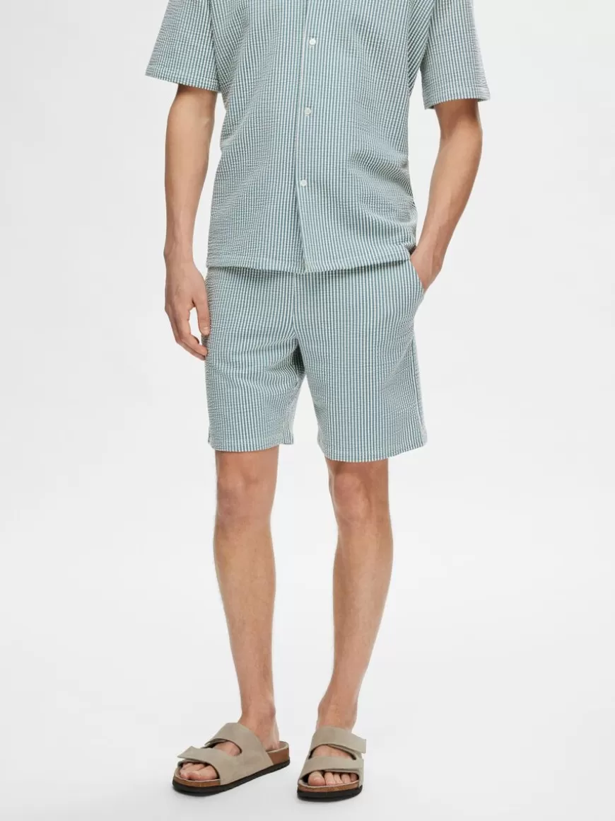 SELECTED SEERSUCKER SHORTS Blue Discount