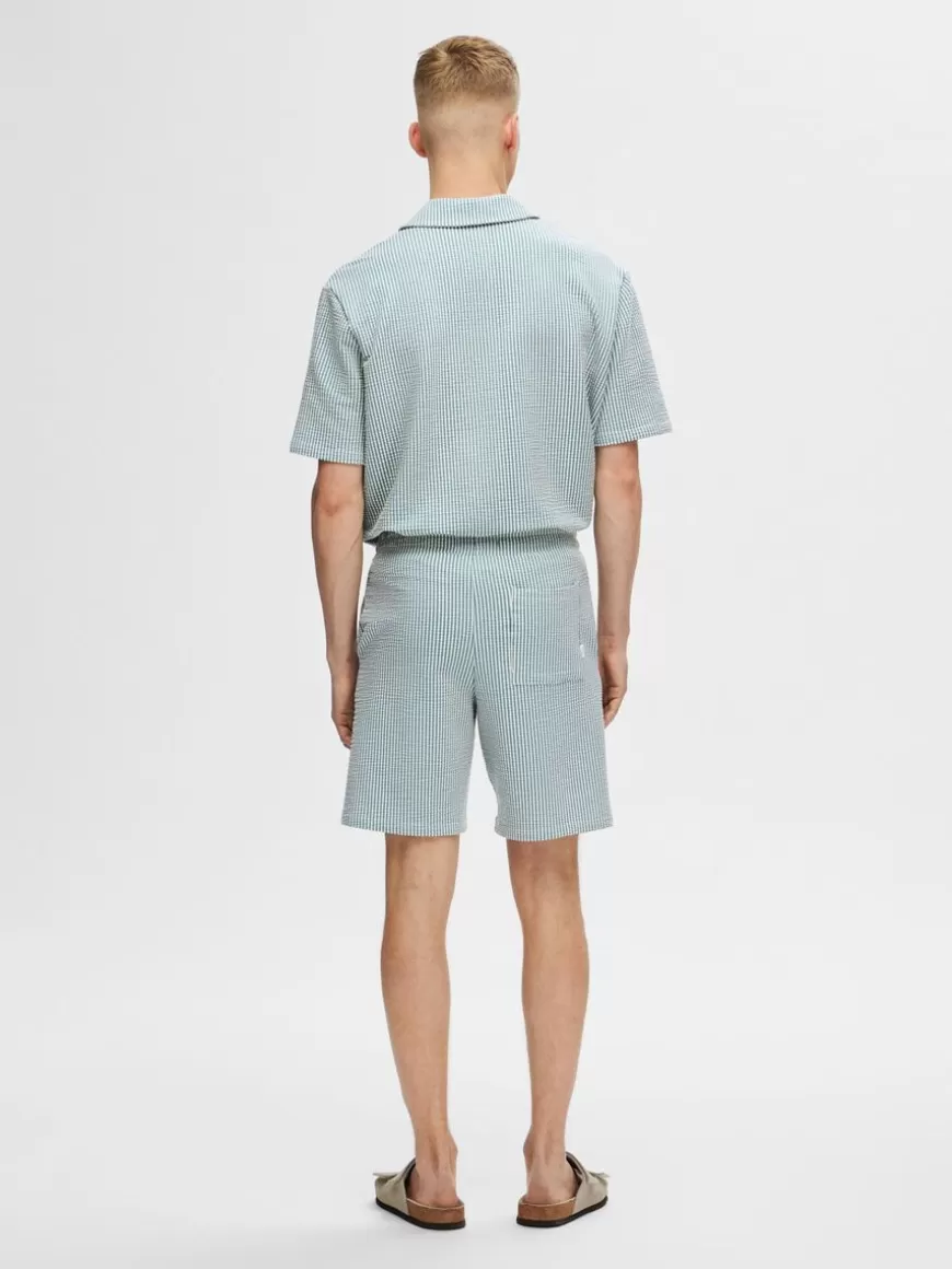 SELECTED SEERSUCKER SHORTS Blue Discount