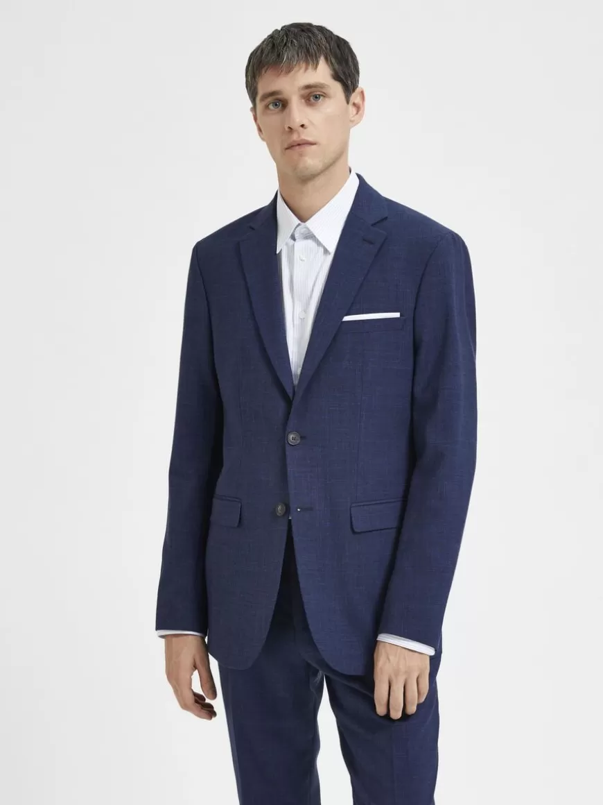 SELECTED SLIM FIT ENKELTSPENT BLAZER Blue Flash Sale