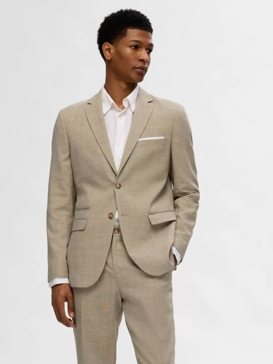 SELECTED SLIM FIT ENKELTSPENT BLAZER Beige Sale