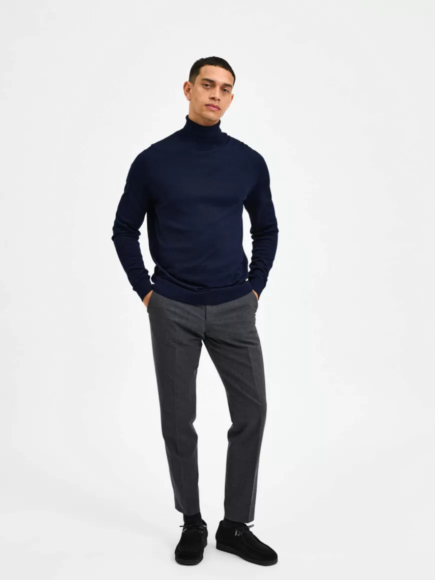 SELECTED SLIM FIT HØYHALSET GENSER Blue Sale