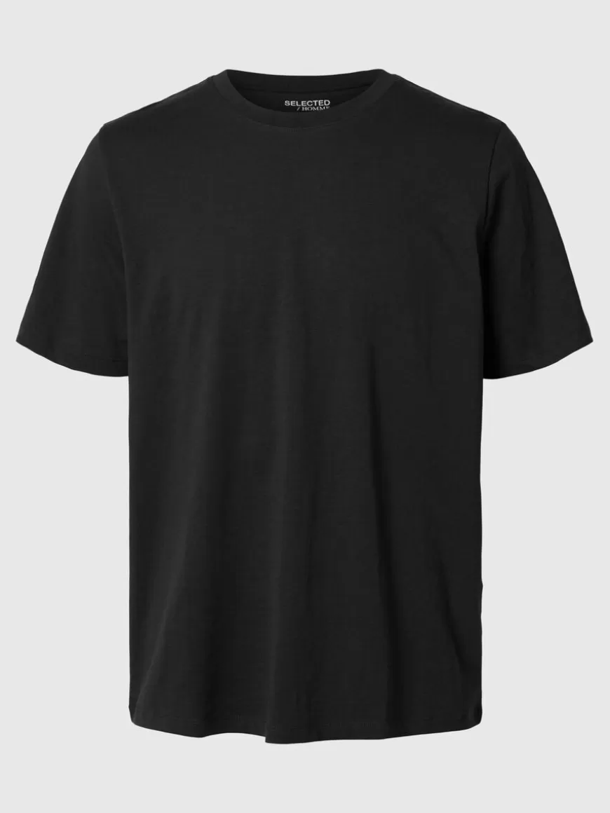 SELECTED SLUB-BOMULL T-SKJORTE Black Flash Sale