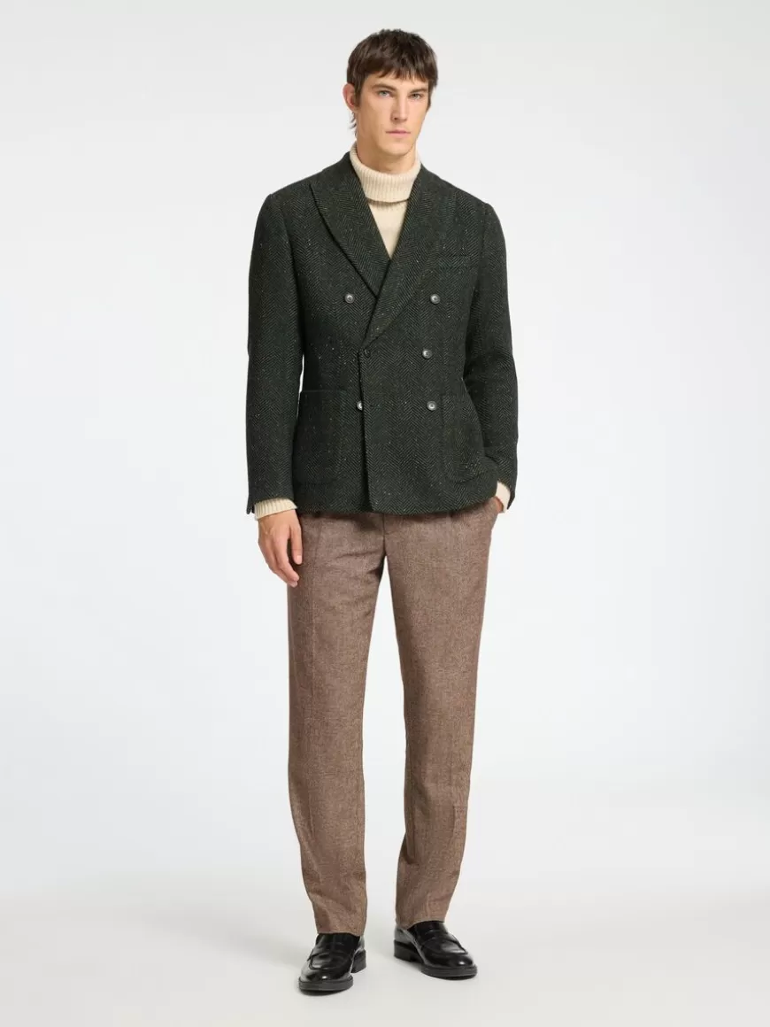 SELECTED SMAL PASSFORM FISKEBENSMØNSTER DOBBELTSPENT BLAZER Green Fashion