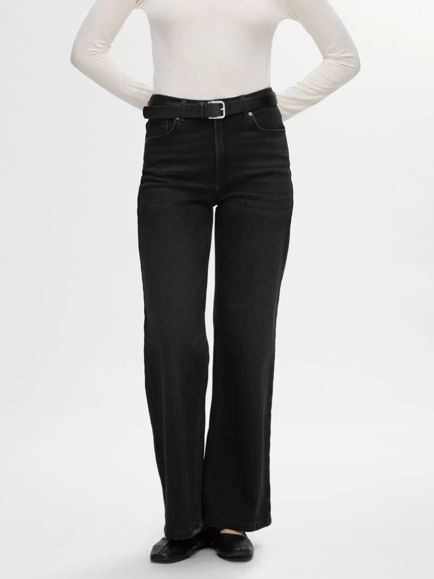 SELECTED SORT JEANS MED VID PASSFORM Black Shop