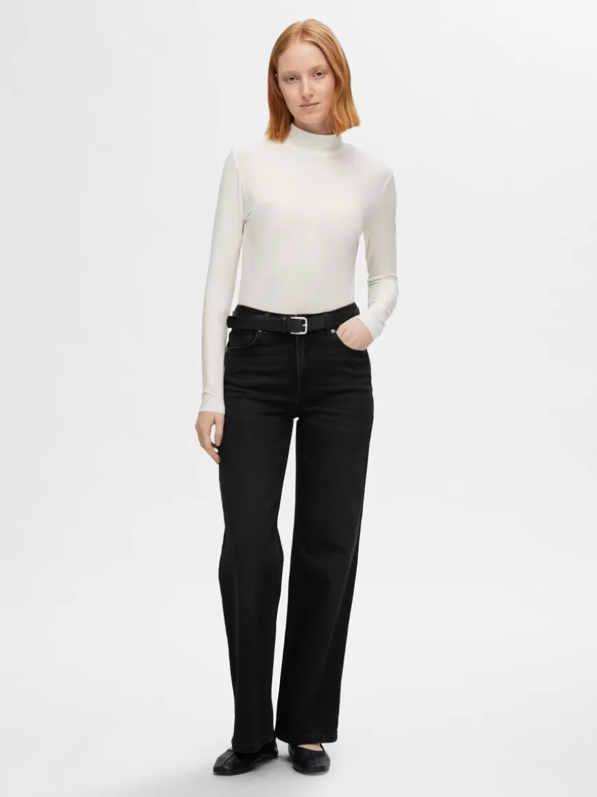 SELECTED SORT JEANS MED VID PASSFORM Black Shop