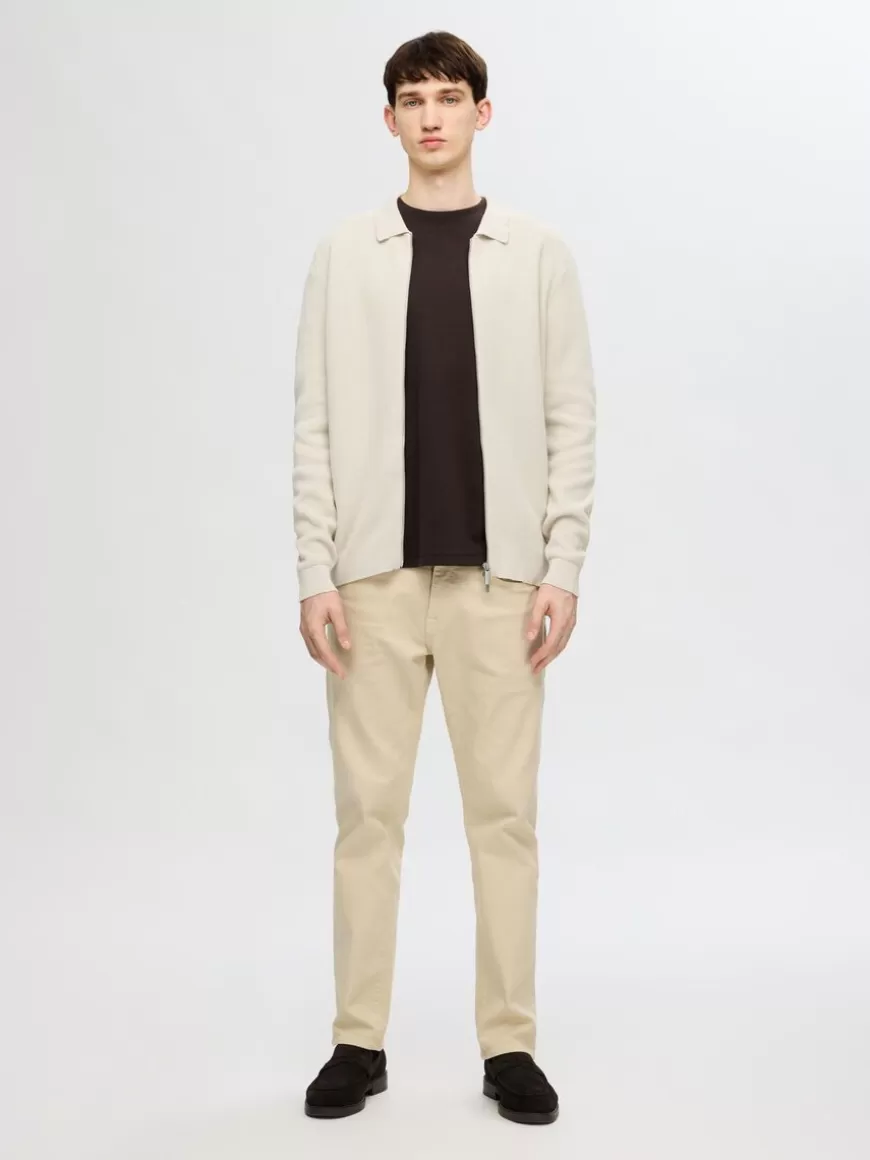 SELECTED STRIKKET CARDIGAN MED GLIDELÅS FORAN Beige Best Sale