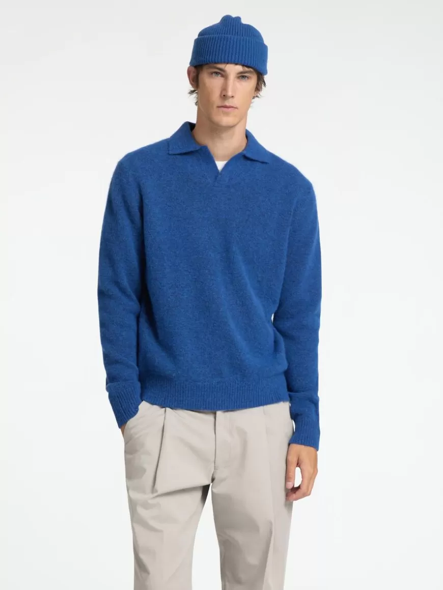 SELECTED STRIKKET POLOSKJORTE Blue Online