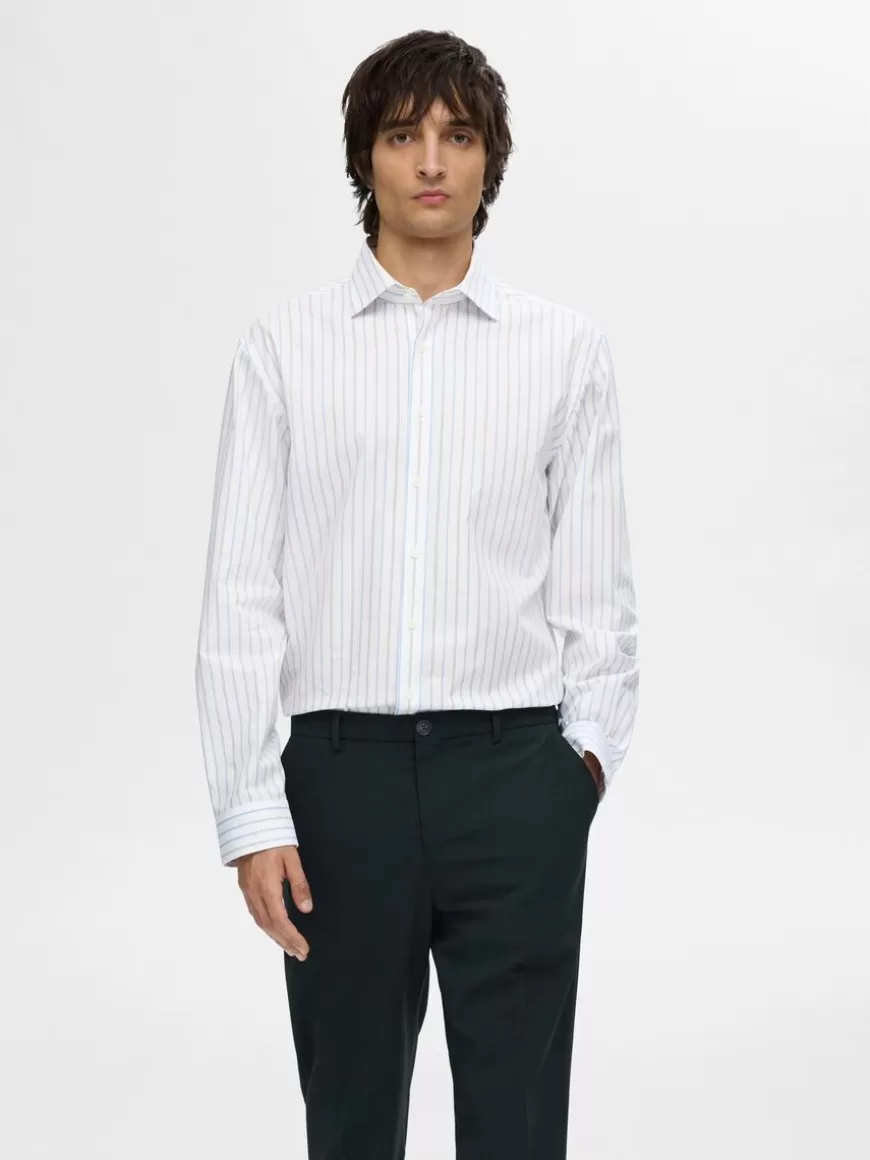 SELECTED STRIPETE SLIM FIT SKJORTE White Cheap