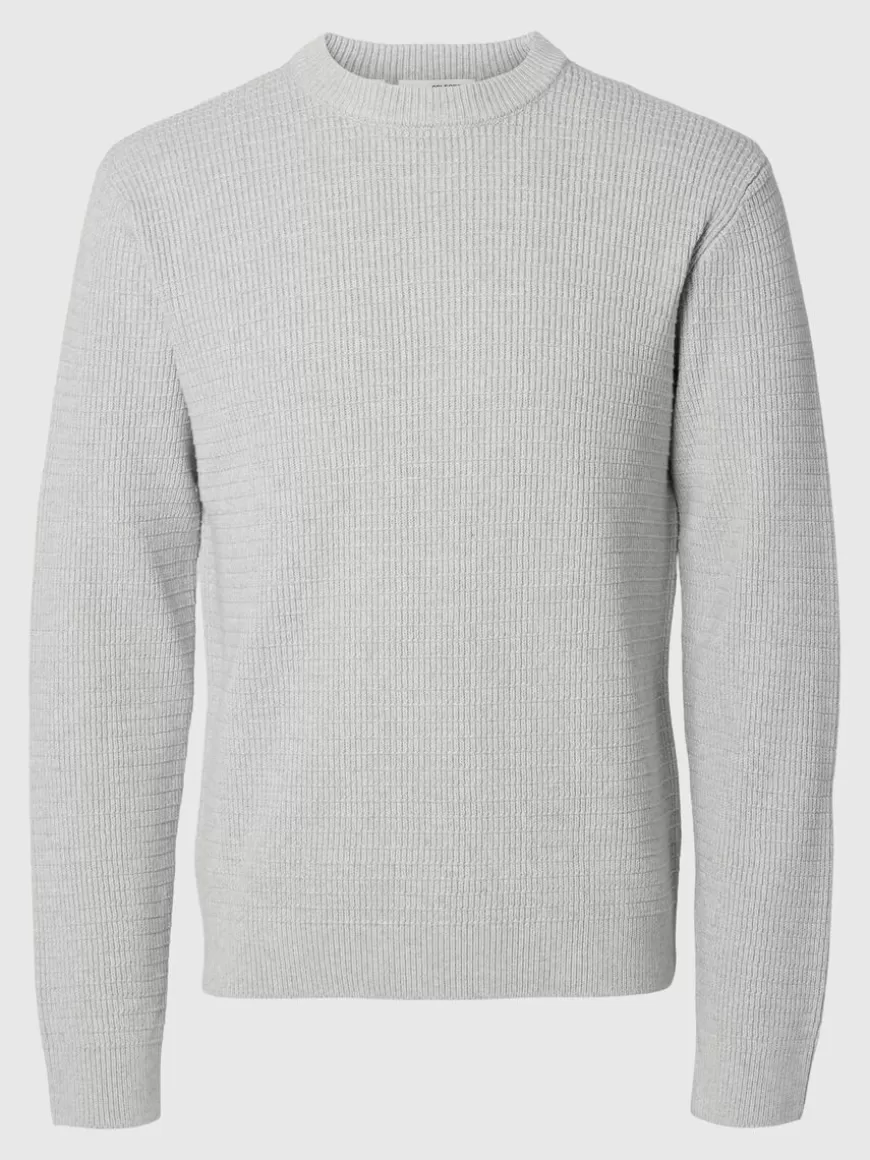 SELECTED STRUKTURERT CREW NECK-GENSER Grey Flash Sale