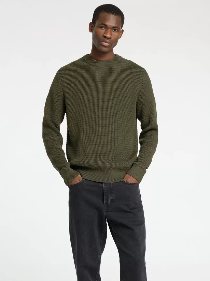 SELECTED STRUKTURERT CREW NECK-GENSER Green Best Sale