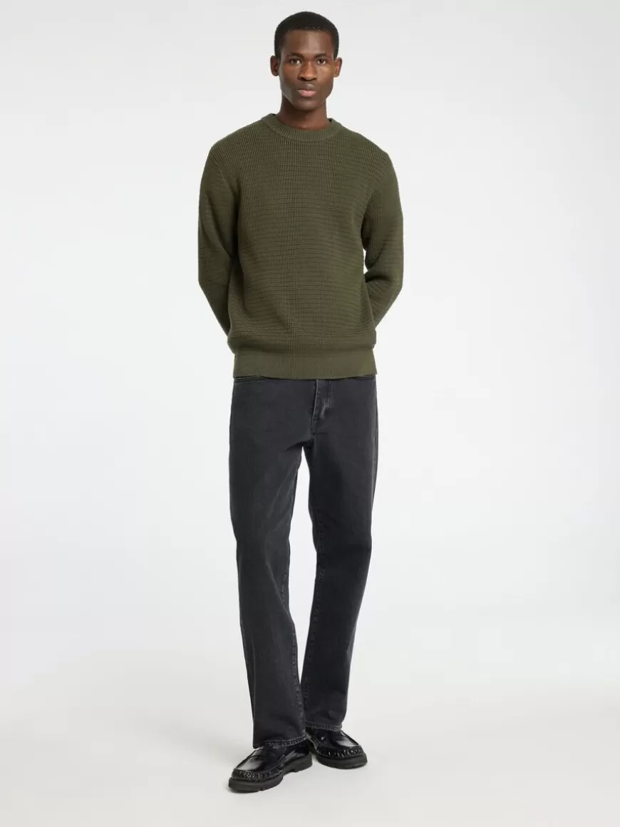 SELECTED STRUKTURERT CREW NECK-GENSER Green Best Sale