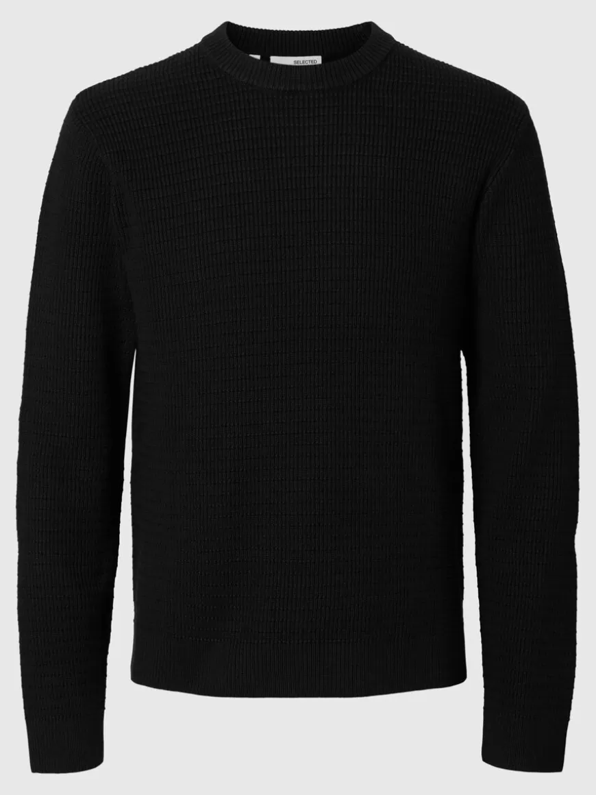 SELECTED STRUKTURERT CREW NECK-GENSER Black Store