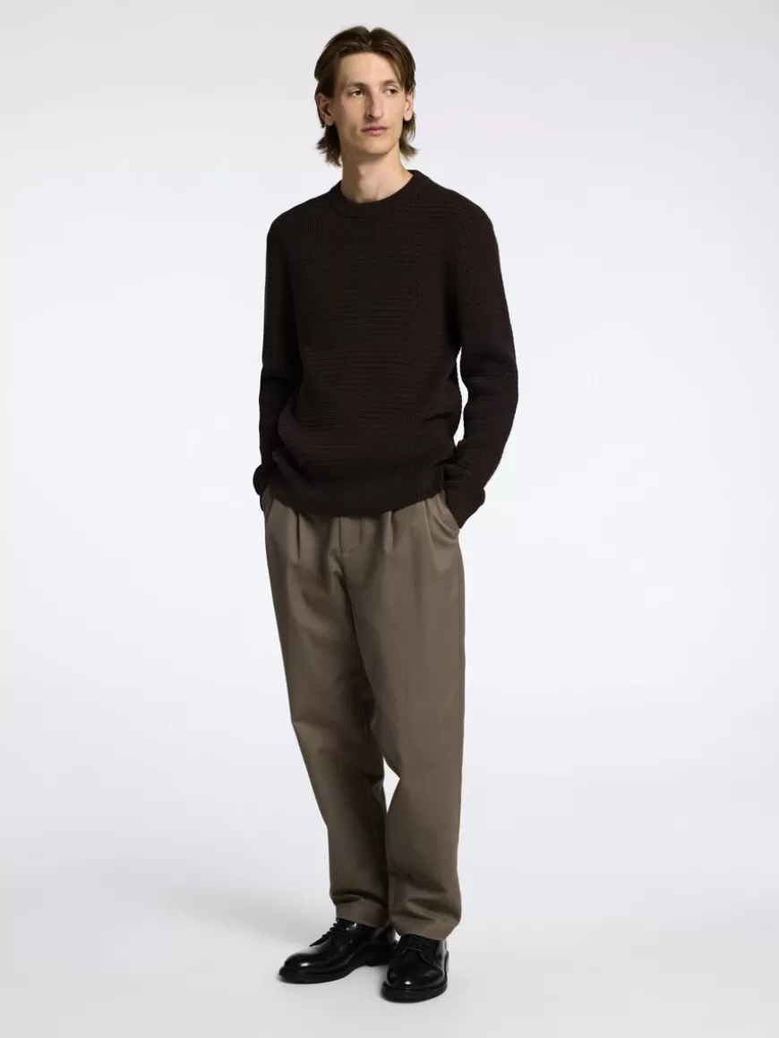 SELECTED STRUKTURERT CREW NECK-GENSER Brown Best