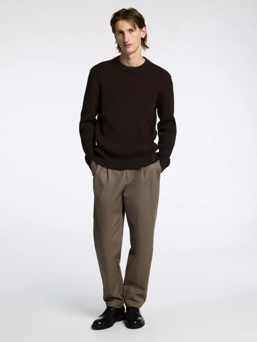 SELECTED STRUKTURERT CREW NECK-GENSER Brown Best