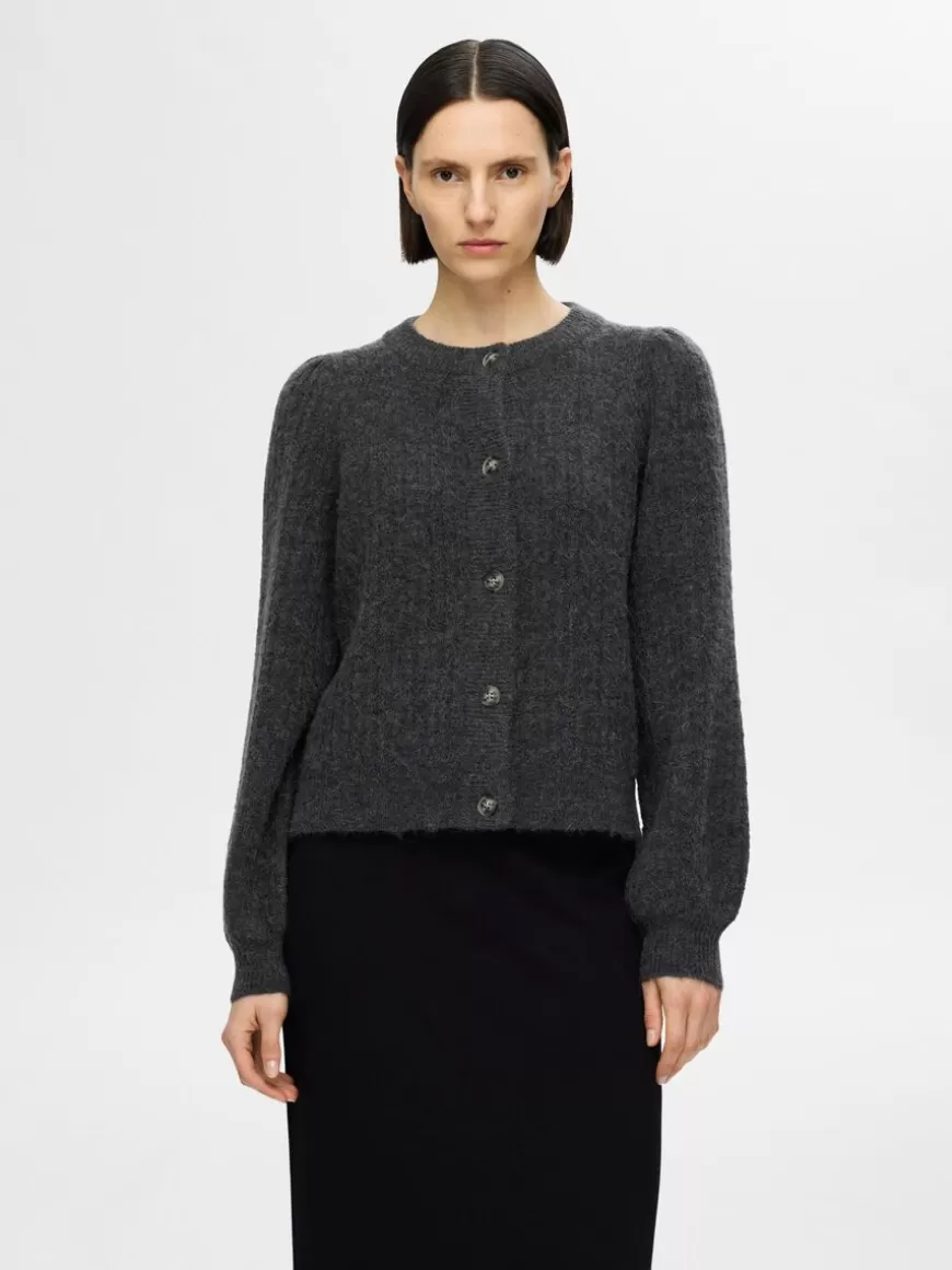 SELECTED STRUKTURERT STRIKKET CARDIGAN Grey Cheap