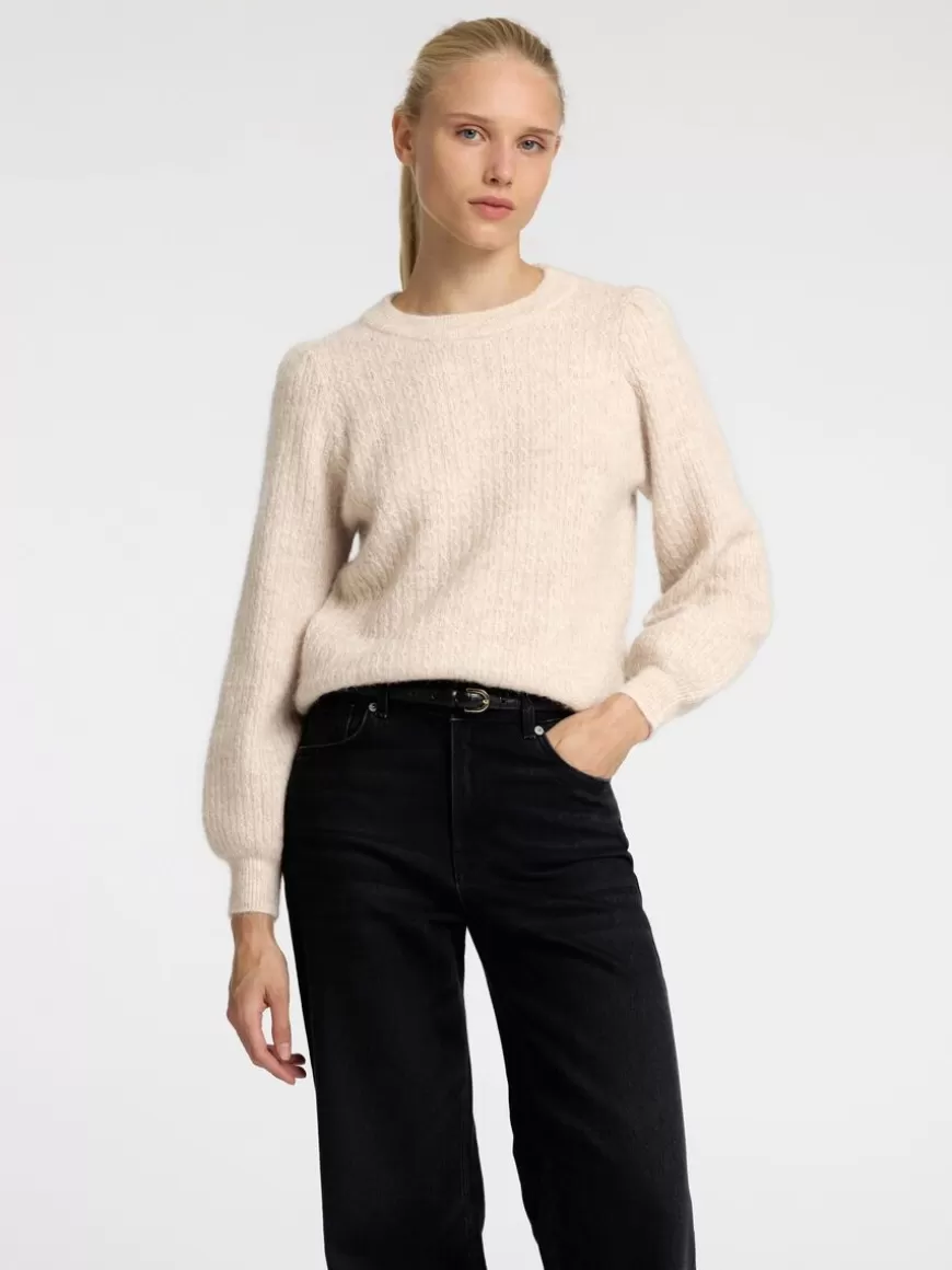 SELECTED STRUKTURERT STRIKKET PULLOVER Beige Discount