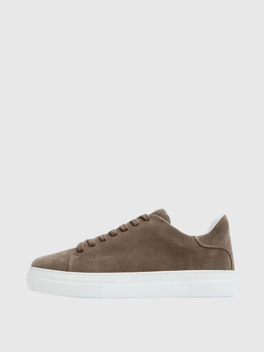 SELECTED TYKKE SEMSKET SKINN SNEAKERS Brown Fashion