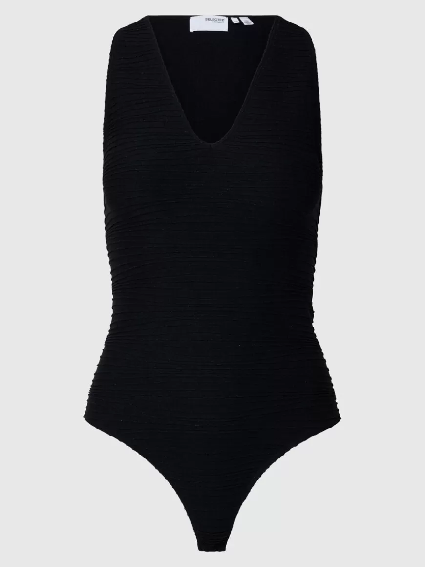 SELECTED V-HALS GLITTER BODY Black Online