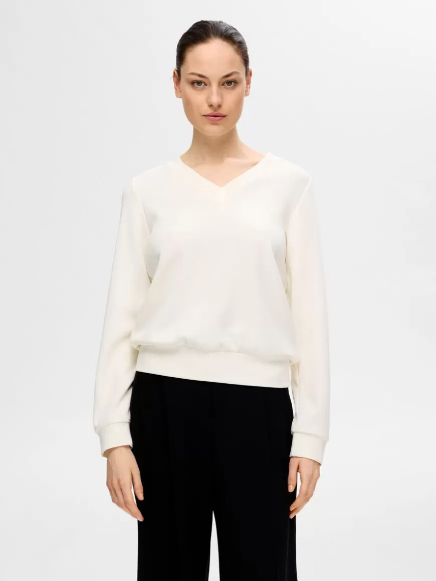 SELECTED V-HALS PULLOVER White Flash Sale