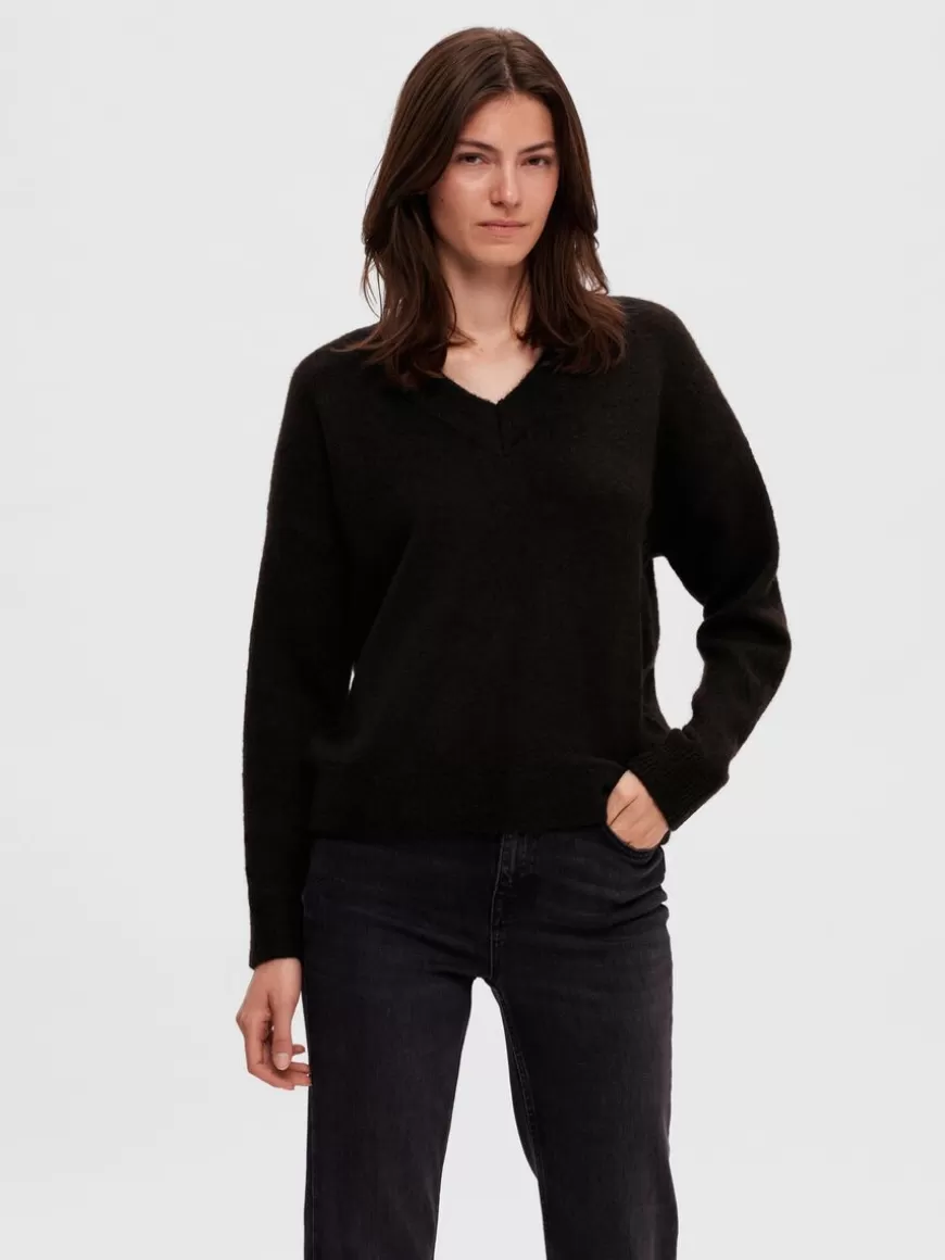 SELECTED V-HALS PULLOVER Black Cheap