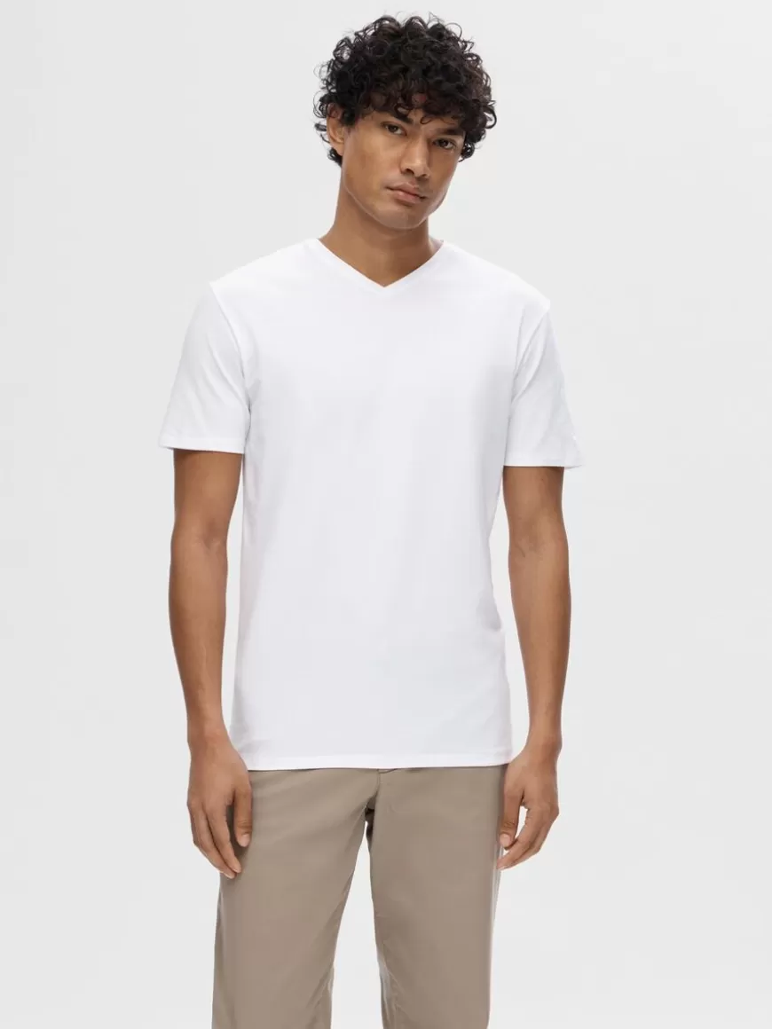 SELECTED V-HALS T-SKJORTE White New