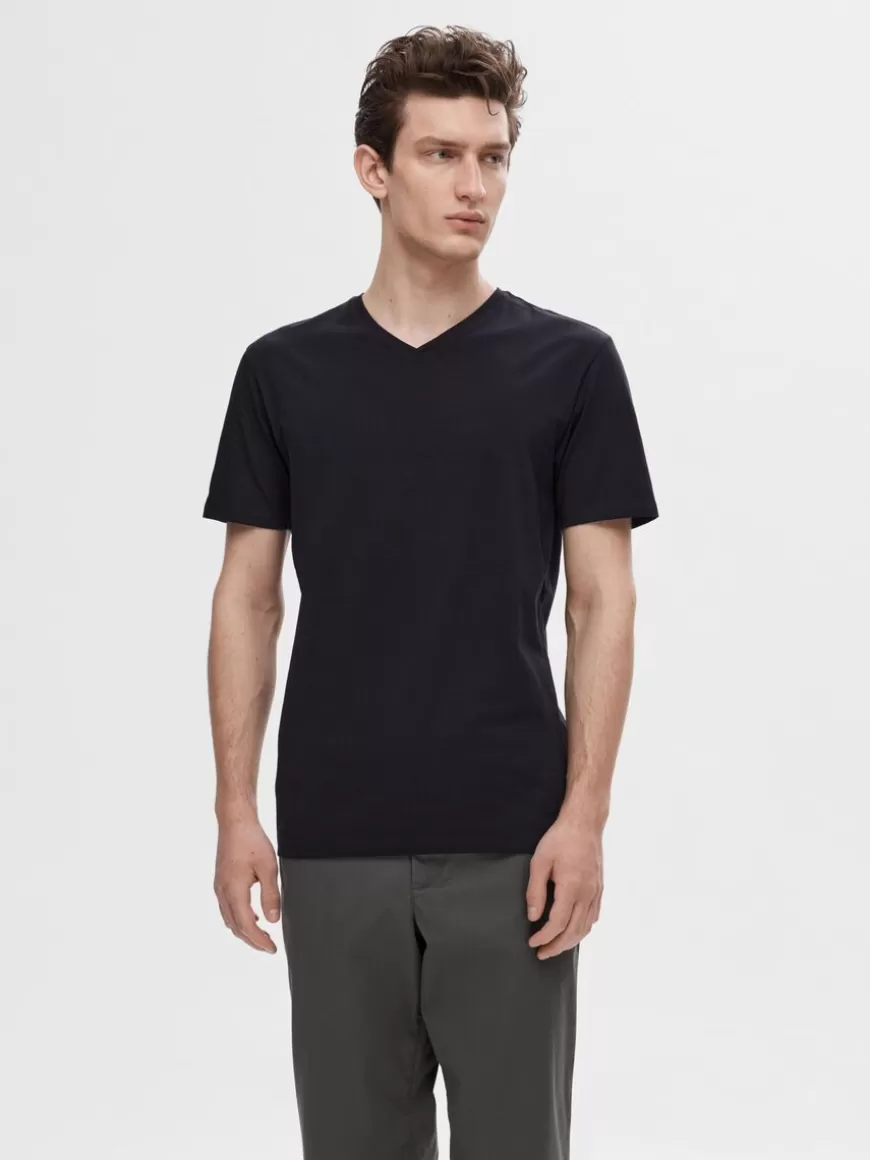 SELECTED V-HALS T-SKJORTE Black Discount