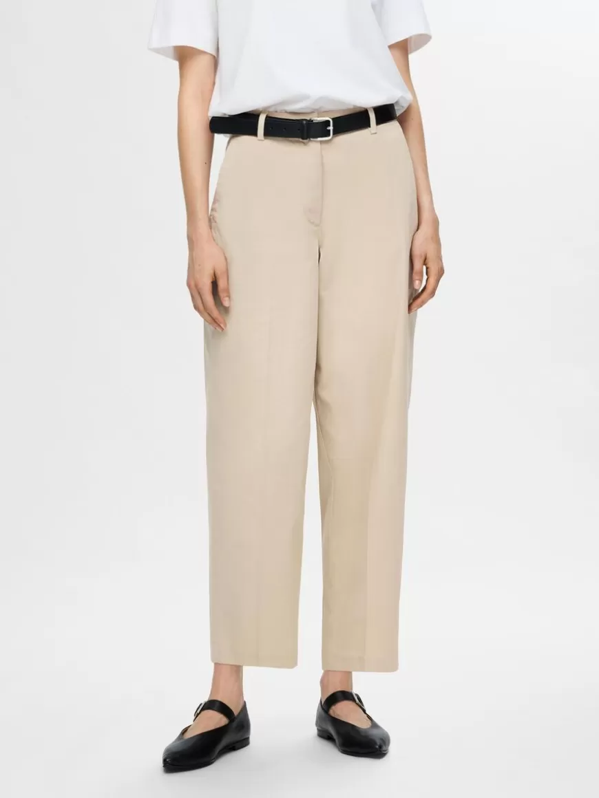 SELECTED WIDE LEG CHINOS Beige Fashion