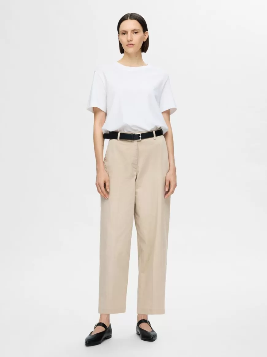 SELECTED WIDE LEG CHINOS Beige Fashion